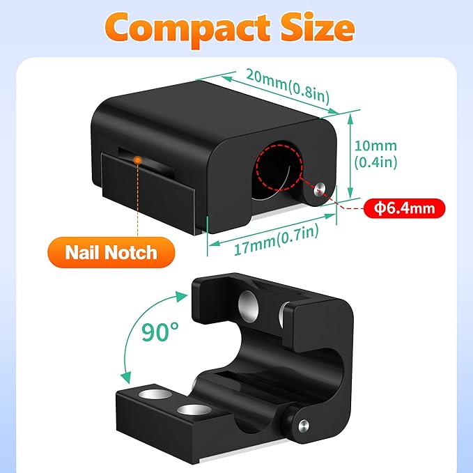 AGVEE 6 Pack Magnetic Cord Organizer Clips, 10mm Ultra-Thin Aluminum Cable Management Holder, 2 Pairs of Strong Magnets Keeper for Home Desk Office Gadgets Accessories, Residue-Free Tape, Black