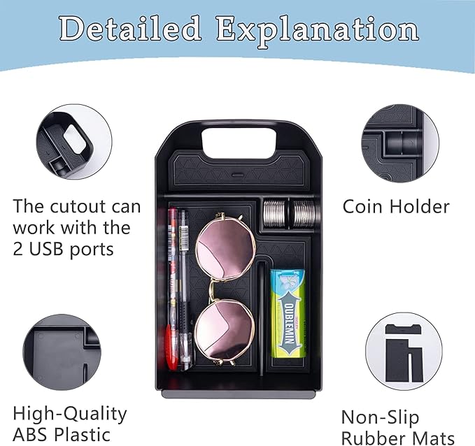 JDMCAR Center Console Tray Organizer Compatible with Toyota RAV4 Accessories 2025 2024 2023 2022 2021 2020 2019 and 2021-2025 RAV-4 Prime, Armrest Insert Container ABS Material Secondary Storage Box