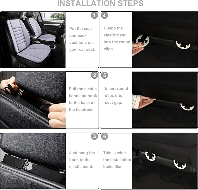 Generic Car Seat Cushion with Lumber Support Pillow- Used Memory Foam Design to Relief Pain and Enhanced Comfort for Automotive Seat Driver, Ergonomic Lumbar Comfort for Long Sitting, Light Grey