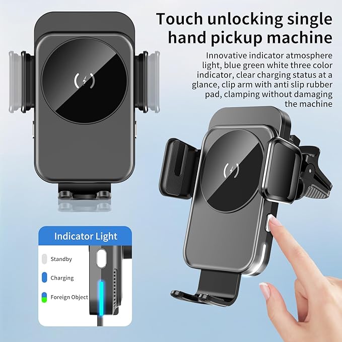Cup Holder Phone Mount, [Auto Clamping] 2 in 1 Wireless Car Charger Holder Fast Charging, 15W with Quick Extension Long Arm, Fast Swivel Adjustable, 360° Rotatable for iPhone 17/16/15/14/13/12 pro/12