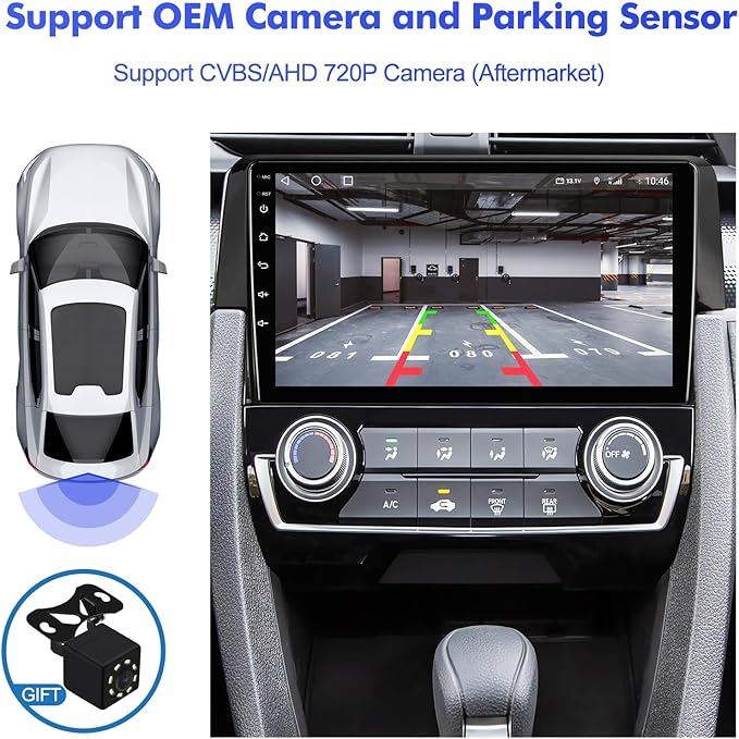 2+32G Android 12 Double Din Car Stereo for Honda Civic 2016-2020 with 9 Inch Touchscreen Radio Built-in Wireless Carplay/Android Auto/GPS/Bluetooth/FM/AUX-in/Steering Wheel Controls/Backup Camera