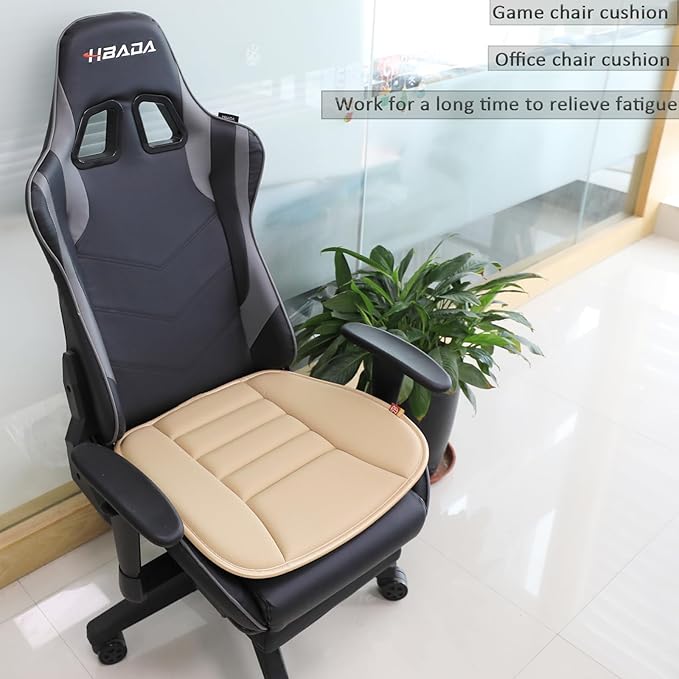 Car Seat Cushion Pad for Driving, Chair Cushion for Office/Truck with Memory Foam, Seat Cushion Comfortable and Durable, Khaki
