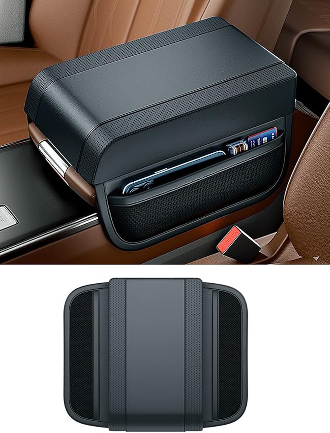 Car Console Covers Car Center Console Cushion Pad Leather Car Armrest Pad Armrest Cushion Pad Arm Rest Cover for Car Most Vehicle, SUV, Truck