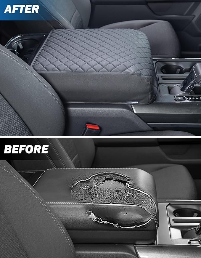 JOYTUTUS Center Console Cover Compatible with 2021 2022 2023 2024 2025 2026 Ford F150, Leather Armrest Cover Center Console Cushion Arm Rest Cover