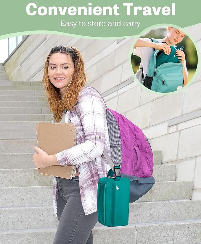 Small Insulated Snack Bag Lunch Bag for Kids Lunch Box for Women/Men, Collapsible [3L/5-Can] Reusable Lunch Bag Cooler Bag for Bottle with Handle Buckle for Work/School/Travel,Peacock Green