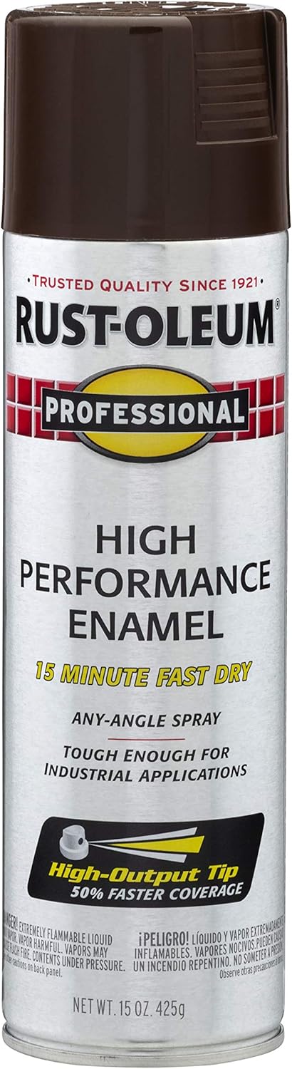Rust-Oleum 7548838 Professional High Performance Enamel Spray Paint, 15 Oz, Gloss Dark Brown