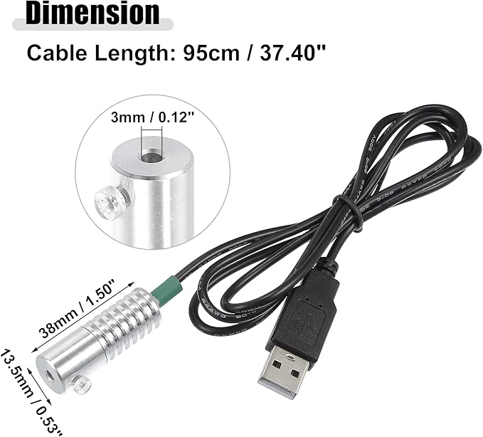 ACROPIX 3mm 0.12" 2W LED Aluminum Light Source Illuminator Decoration USB LED Light for Car DIY Green - Pack of 1