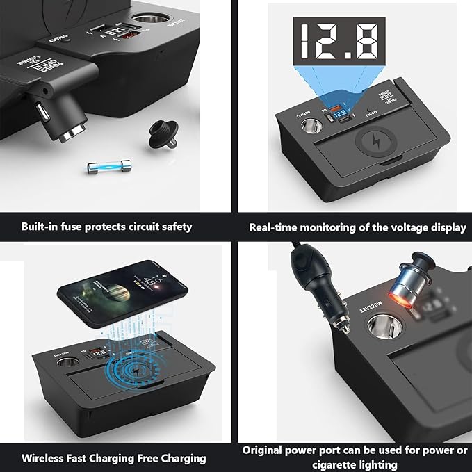 Wireless Car Charger for Honda CRV 2020 2019 2018 2017, 15W Wireless Fast Phone Charging Pad with 27W USB-A & Type-C Interior Accessories Upgrades