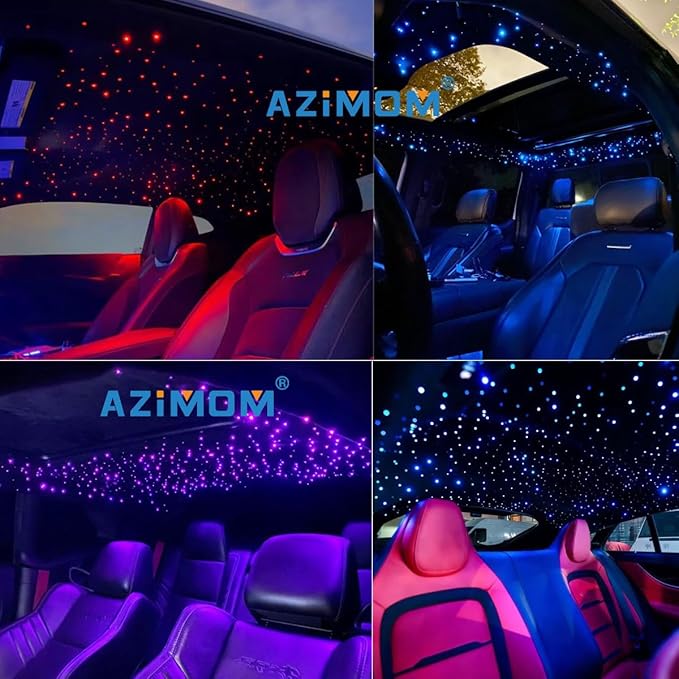 AZIMOM Mini 6W 300pcs Twinkle Fiber Optic Starlight Headliner Kit for Car Home 0.03in 9.8ft End Glow Fiber Strands Sound-Activated APP& Remote Control Starlight Engine