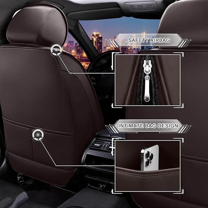 CTDS Car Seat Covers for Chevy Trax 2015-2026, Stylish Sport Seat Cover, Premium Nappa Leather Car Seat Cover. Automobile Seat Covers Sets.(Standard 2 Seats/Coffee Color)