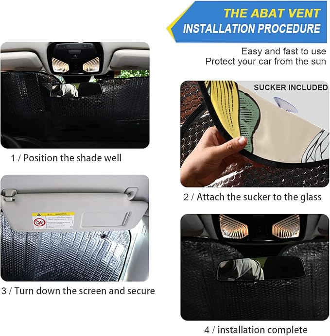 Bee White Daisy Windshield Sun Shade Blocks UV Rays Visor Protector Accordion Folding Sun Reflector Auto Sunshade for Car Truck SUV to Keep Your Vehicle Cool