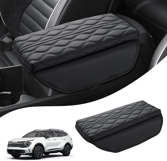Autorder Center Console Cover for Kia Sportage 2023-2026 Accessories Armrest Cushion Cover Nappa Leather Middle Console Covers Sportage Console Cushion Pad Anti-Scratch