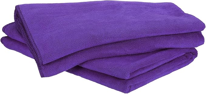HARFINGTON 2 Pack Microfiber Cleaning Cloth, 71" x 24" Multi-Functional Cleaning Towels Reusable Absorbent Rags for Car Wash Kitchen Household Window Clean, Purple