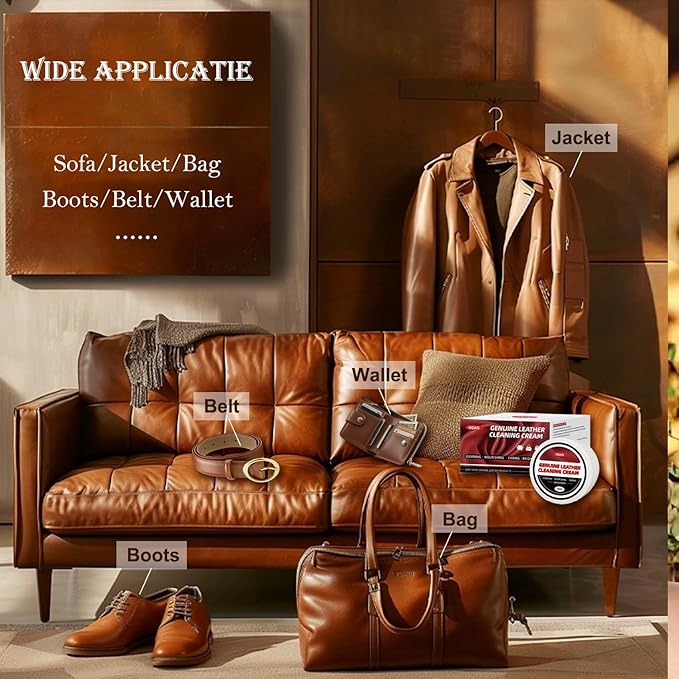 Leather Cleaner and Conditioner, Cleaning & Recoloring Cream for Leather Funiture, Shoes, Boots, Car Seat, Bags-150g