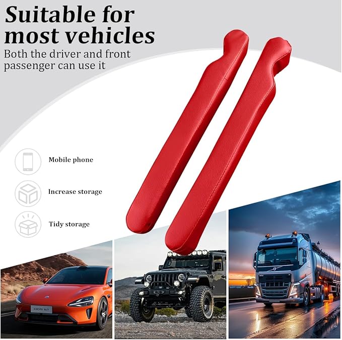 2PCS Car Seat Gap Filler, Microfiber Leather Vehicle Seat Crevice Plug Blocker to Stop Things from Dropping, No-Drop Automotive Gap Guard Stopper, Universal for Vehicles (Red)