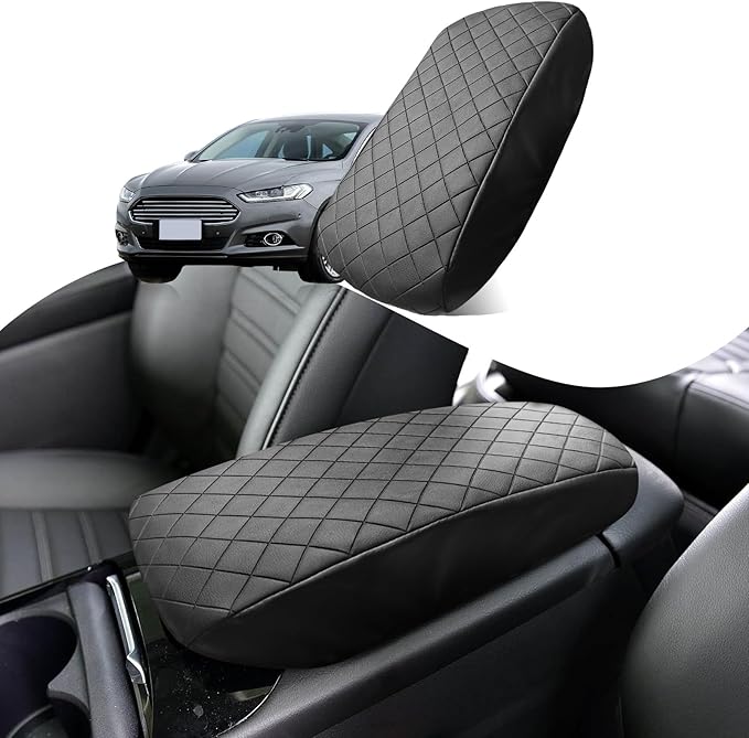 Center Console Cover Compatible with Ford Fusion 2013-2016 Leather Armrest Box Cushion Cover Middle Console Pad