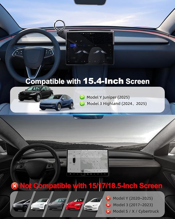 pop-tech Magnetic Car Mount for Tesla Model 3 Highland 2024 2025 & Model Y Juniper 2025 (Standard) 15.4-Inch Screen: for MagSafe Strong Magnets Cell Phone Holder for iPhone
