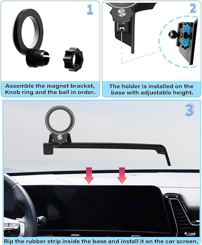 Car Phone Holder for Kia Sportage 2023 2024 2025 Accessories Apply to 12.3 Inch Touch Screen Fixed Clip Magnetic Cell Phone Mount Hands-Free 360 Degree Rotation