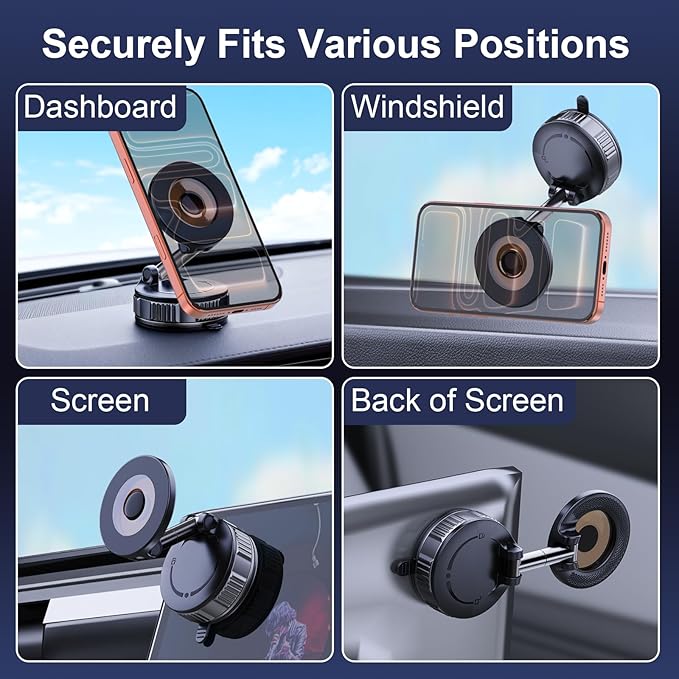 [2026 NEW] for MagSafe Car Phone Holder,Upgraded Magnetic Suction Cell Phone Mount for Dashboard Windshield Screen,Tesla Truck Van GPS Stand Cradle for iPhone 17 Pro Max 16 15 14 13 12 Samsung Android