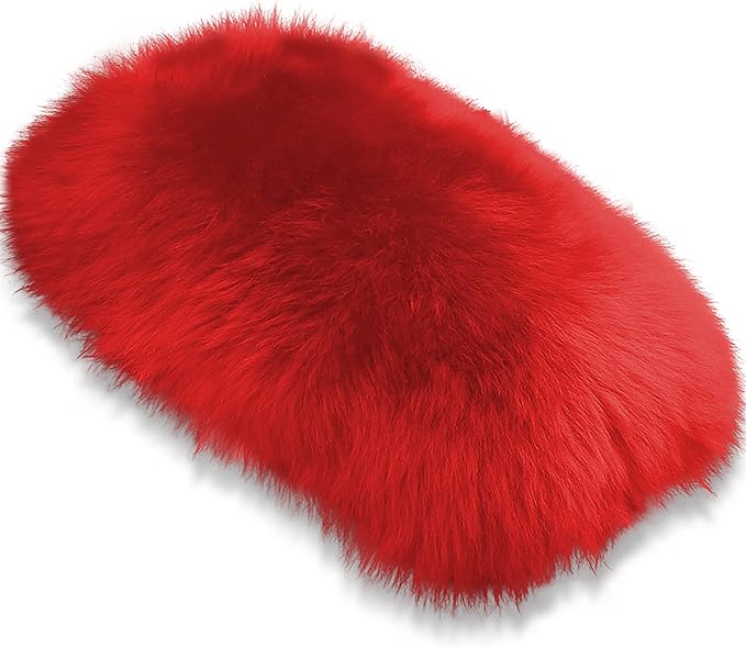 Andalus Brands Pure Australian Sheepskin Fluffy Car Center Console Cover, Luxurious Non-Shedding Furry Arm Rest Cover for Car, Versatile for All Seasons, Red - (11.47" X 6.3")