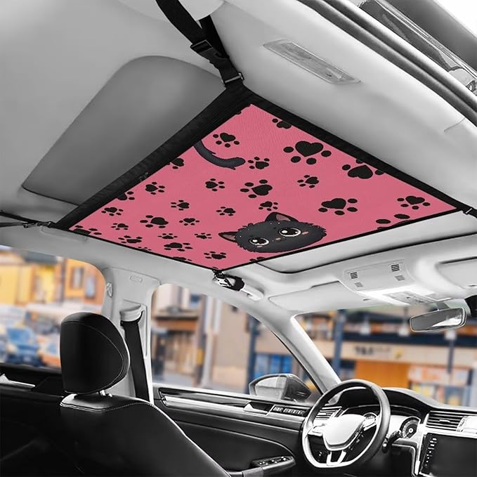 Generic Cat Paw Car Ceiling Cargo Net 31.69"x24.02" Car Roof Storage Organizer,Adjustable Strengthen Load-Bearing Straps,Road Trip Accessories for Car,SUV,MPV Camping Essentials