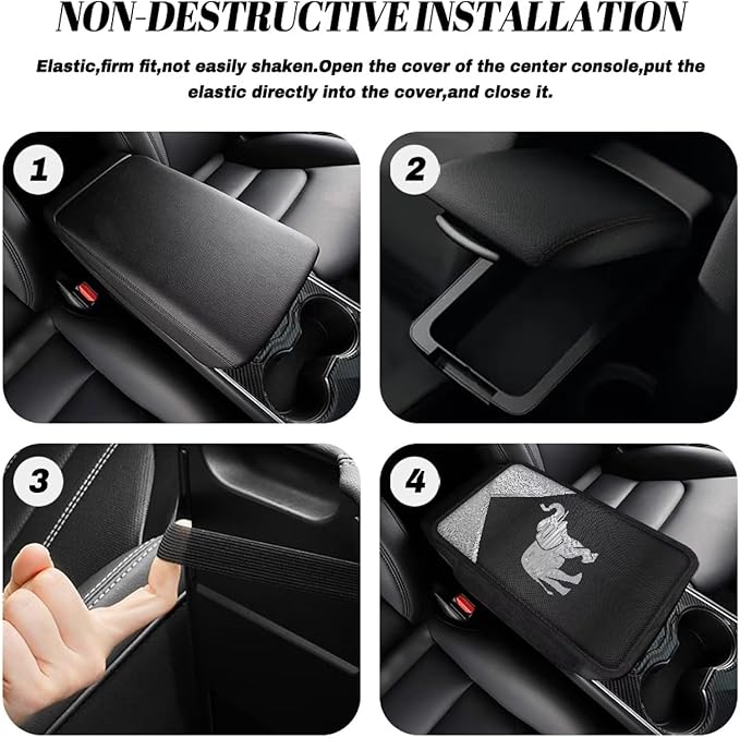 Metal-Like Elephant Print Center Console Covers for Cars Waterproof Car Armrest Seat Box Cover Cushion Anti-Slip Auto Center Console Pad Car Interior Accessories Protector