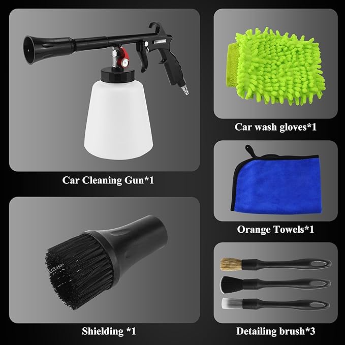 HANDY Tornado Air Cleaning Gun 80-160PSI High Pressure Car Blow Gun, 2 Nozzles, Powerful Air Blast for Dust & Dirt Removal, Surface Cleaning Tool