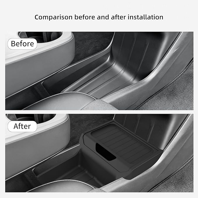 LUCKEASY Lower Center Console for Tesla Model Y Juniper Standard Version 2026 2025 Lower Storage Organizer Accessories Interior Storage Insert Tray TPE Black