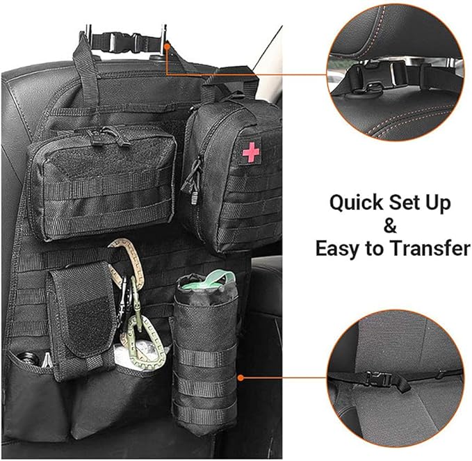 Upgrade 1000D Molle Seat Back Organizer with Pouches, Tactical Molle Vehicle Panel Car Seat Cover Protector Seat Back Organizers