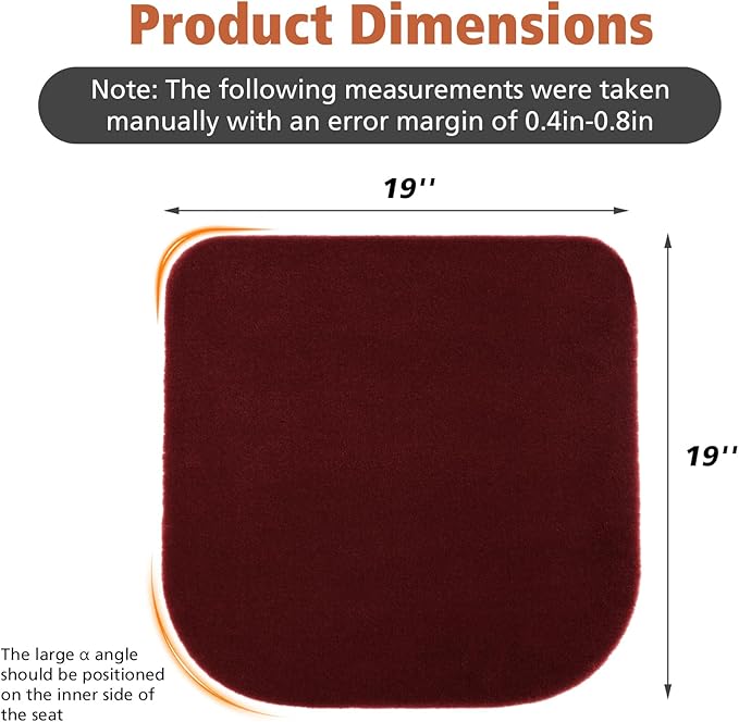 Genuine Wool Car Seat Cushion, Australian Soft Wool Auto Seat Pad Breathable and Sweat-Wicking Comfort Warm Universal Fit, 19.7''x19.7'' for Car Seats, Office Chairs, Home (Burgundy)