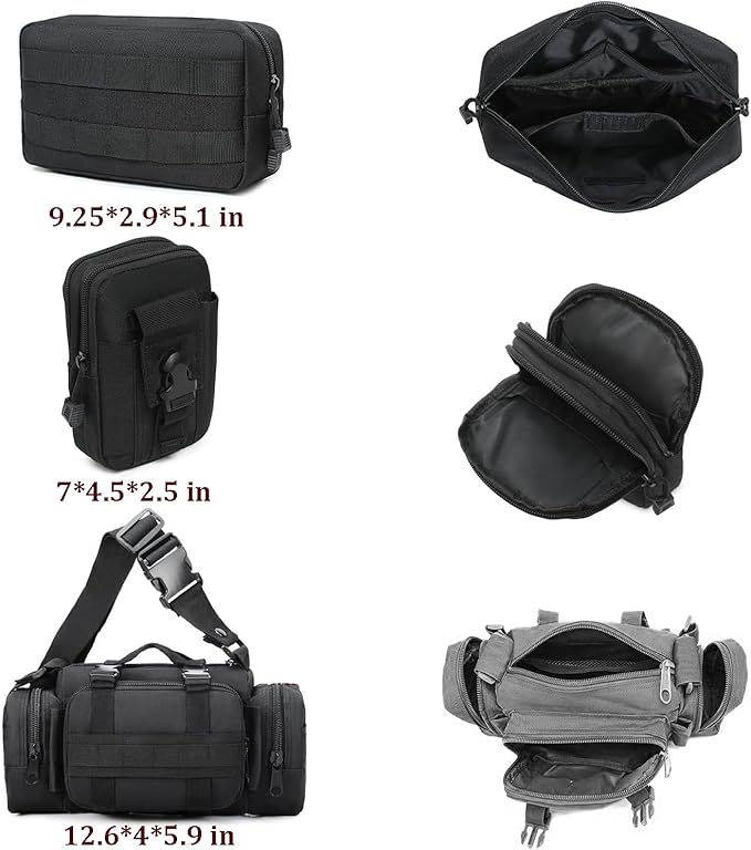 6 Pack Tactical Molle Car Seat Back Organizer - Tactical Vehicle Panel Organizer with 5 Detachable Molle Pouch,US Flag Patch and Keychain,Great Trunk Accessories for Man