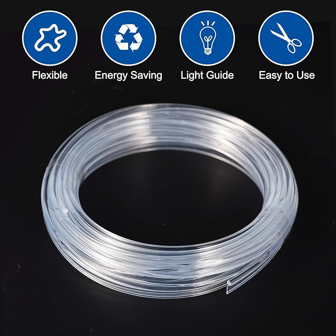 MECCANIXITY Fiber Optic Cable Car Side Glow LED Illumination Crystal Cables Car Atmosphere Neon Cold Lights 5 Meters 3mmx6mm