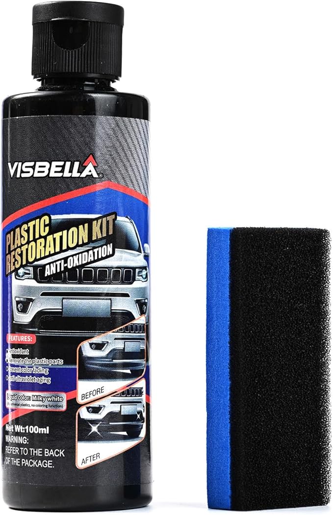 AUTOXBERT 100ML Car Plastic Restorer Trim Revitalizer Restoration Renovator Longlasting Coating Vinyl Rubber for Automotive Exterior and Interior Trim Scratch Remover Kit Cleaning