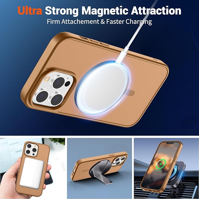 SUPFINE Magnetic for iPhone 12 Pro Max Case (Compatible with MagSafe) (Military Grade Drop Protection) Slim Translucent Matte Shockproof with Anti-Fingerprint Phone Case,Brown