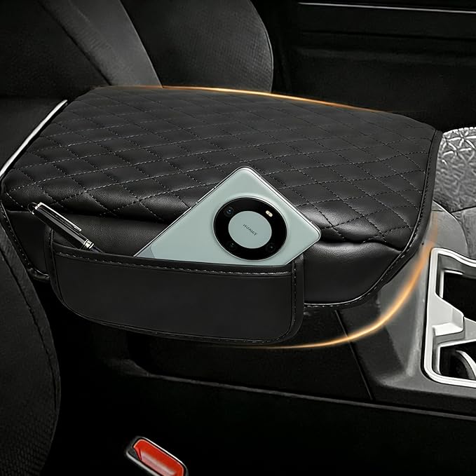 Center Console Cover Fit for Toyota 4 Runner 2025 2026 Thickened Leather Armrest Cover Cushion 4Runner (SR5, TRD Sport,Off-Road,Premium,Limited,Platinum,Trailhunter) Center Lid Protector With Pockets