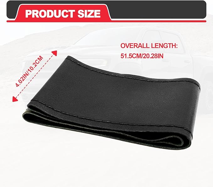 Direct PU Leather Steering Wheel Cover, 15 Inch Non-Slip Breathable/Soft and Comfortable Feeling, Genuine PU Leather Stitch On Wrap for Car Truck SUV - DIY Sewing with Needle Thread (Black)