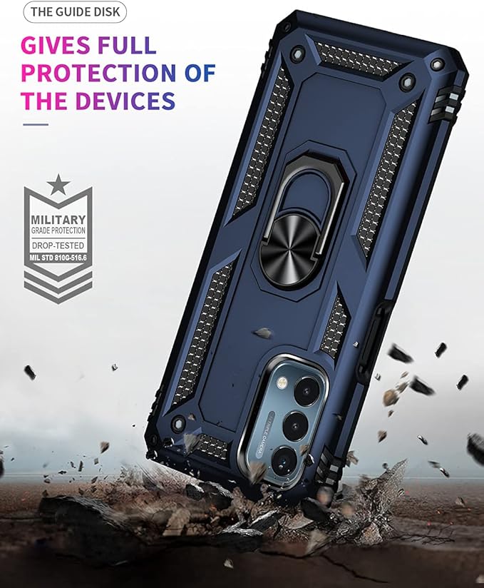 for OnePlus Nord N200 5G Case,with Screen Protector,[Military Grade] 16ft. Drop Tested Cover with Magnetic Kickstand Car Mount Protective Case for OnePlus Nord N200 5G, Blue