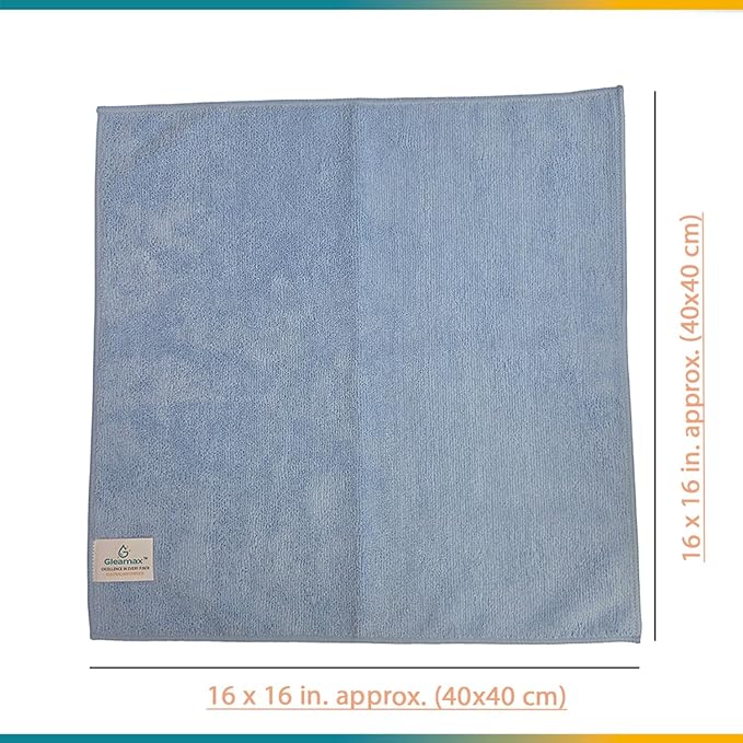 Gleamax™ Microfiber Cleaning Cloth 36 Pack (16x16 in Approx./40×40 cm) - 320 GSM Lint-Free, Streak-Free Multipurpose Towels for Kitchen, Glass, Dusting & Car Interior – Reusable, 4 Colors