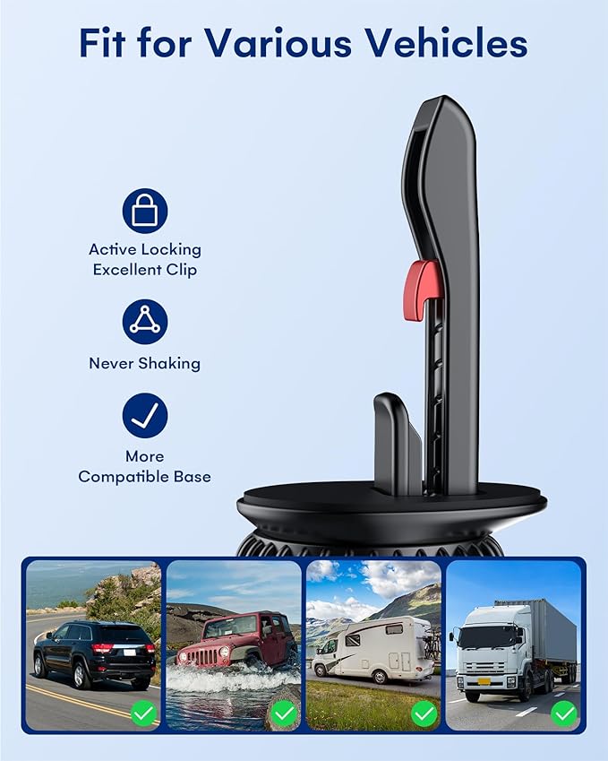 ZEEHOO Car Mount Vent Clip Replacement, Universal Air Vent Clip [0.67in(17 mm) Ball Joint] for Wireless Car Charger&Car Phone Holder, Vent Ball Mount for Garmin Nuvi Serie 3.5-7" Sat Nav