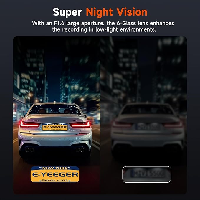 E-YEEGER Dash Cam Front and Rear, 4K+1080P Dual Channel Dash Camera for Cars with Night Vision, Mini Car Camera with 1.97” IPS Screen, G-Sensor, 24H Parking Mode, Loop Recording 32GB Card Included