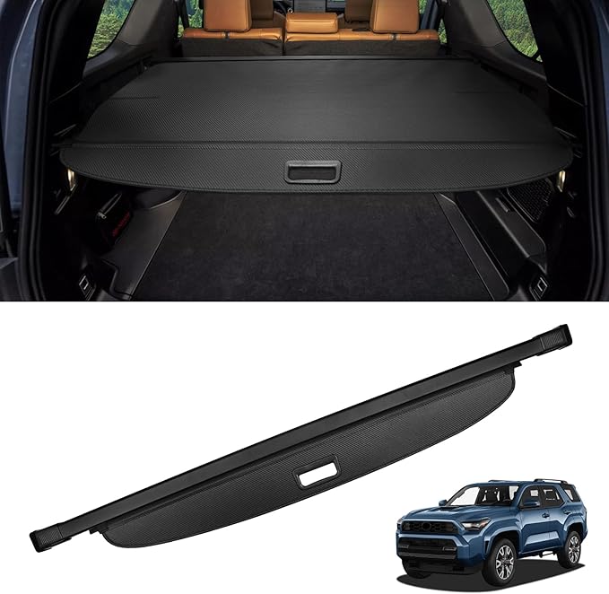 Cargo Cover for Toyota 4Runner 2025 2026 Accessories Retractable Trunk Cover Security Shielding Shade Cargo Luggage Cover Trunk Privacy Protection (Carbon Fiber Texture)