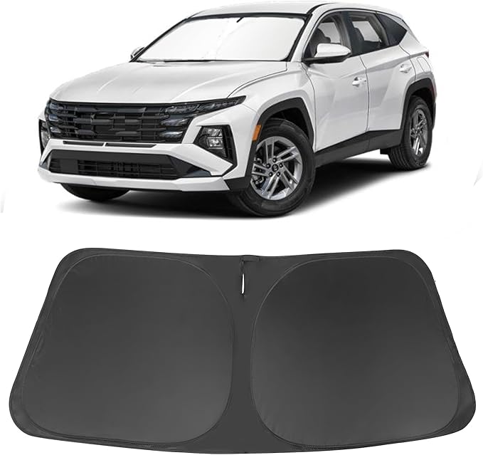 Windshield Sun Shade Custom Fit for 2022 2023 2024 2025 2026 Hyundai Tucson Accessories Foldable Sunshade Sun Blocker Protect Car from Sun Rays & Heat Damage Keep Car Cooler