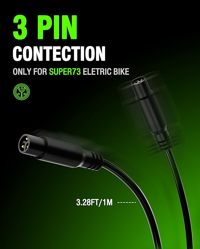 UL Listed 54.6V 3A Fast Battery Charger Compatible with Super 73 Ebikes - Waterproof 110V Power Adapter with 3-Pin Connector for Z/S/R-Series, Z Adventure, S2, RX and More eBikes Lithium Battery