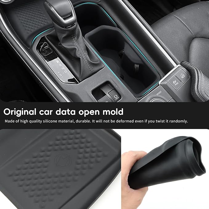 Auovo Charging Mat Compatible with 2025 Toyota Grand Highlander Accessories 2024-2026 Grand Highlander Car Cup Holder Insert & Non-Slip Silicone Charging Protective Mat Pad