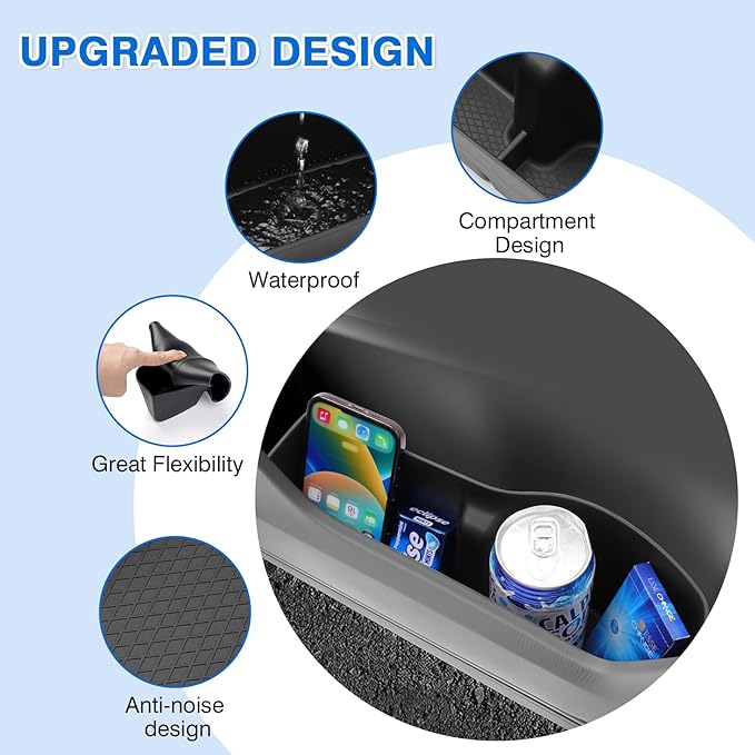 Canvcle Car Door Side Storage Box and Trash Can for Honda CR-V 2023-Present, 4 Compartments, Black, Matte, Scratchproof, 9L Capacity, 50 lbs Max Weight, Easy Install