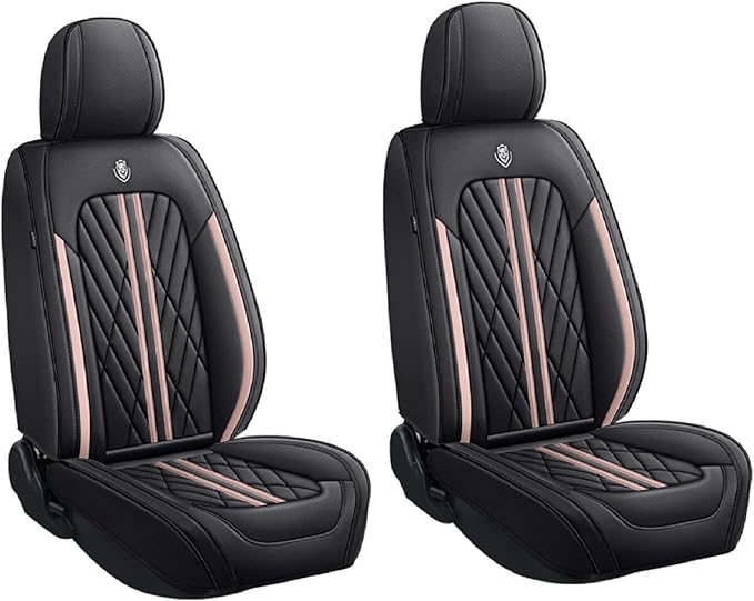 Premium Nappa Leatherette Car Seat Cover Set Custom Fit for Honda CR-V CRV 2000-2023 2024 2025 2026 Water-Proof Breathable Faux Leather Seat Cushion Protectors (Front 2 Seats,Pink Line)