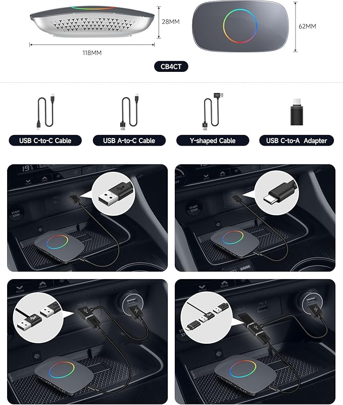 Magic Box - AI Box CarPlay Android Auto Wireless 2GB+16GB, Support YouTube, Netflix, Prime Video, Disney+, Spotify w/HDMI Output, Dual Wi-Fi & BT (5.4 & 4.2), USB Playback, AI-Powered