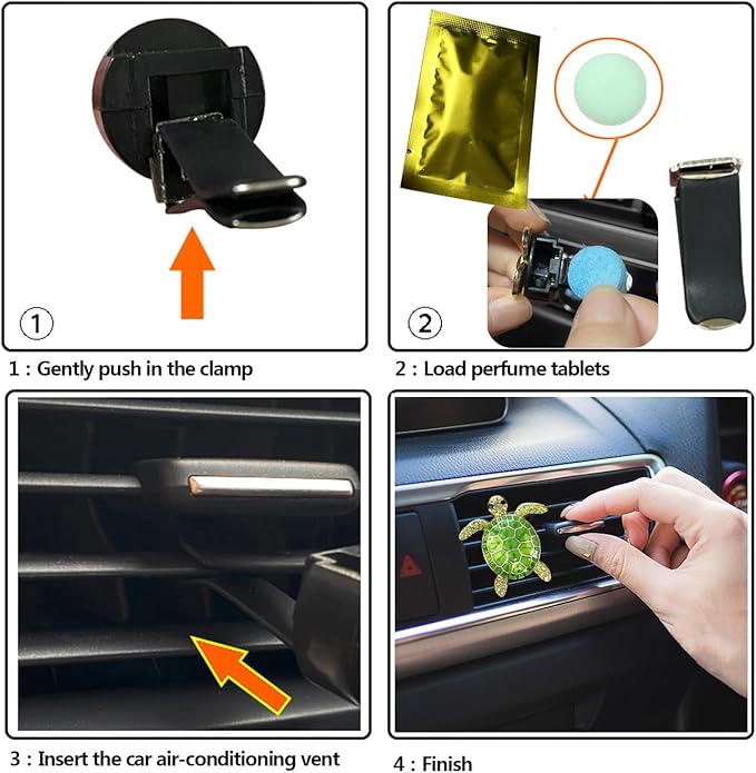 Car Air Freshener Women Car Vent Clips Decorations 2 PCS Cute Sea Turtles Car Interior Accessories Car Vent Diffuser (Green Sea Turtle, 1.6 inch)