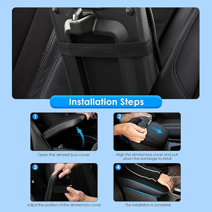 2019-2025 2026 XC40 Center Console Cover for Volvo XC40 (Core/Plus/Ultra/Ultimate/Momentum/R-Design/Inscription), Waterproof&Comfy Lether Armrest Cover 2023 2024 2025 XC40 Accessories (Black)