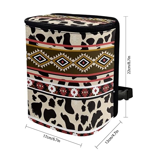 Aztec Leopard Car Trash Can Auto Garbage Bag with Lid Leak-Proof Car Storage Bag Garbage Bag Hanging for Headrest Portable Vehicle Backseat Organizer